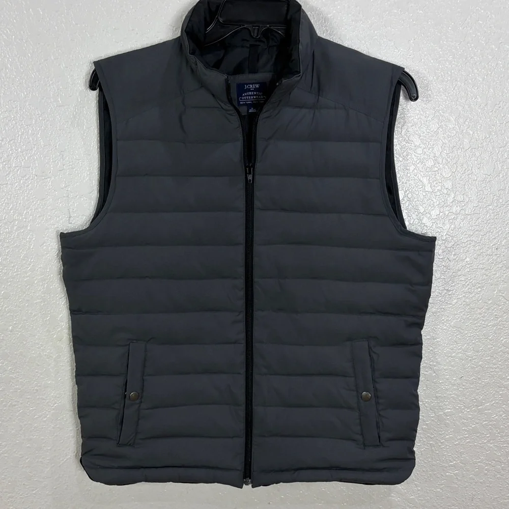 J. Crew Men's Charcoal Quilted Vest,40% feathers,Size M